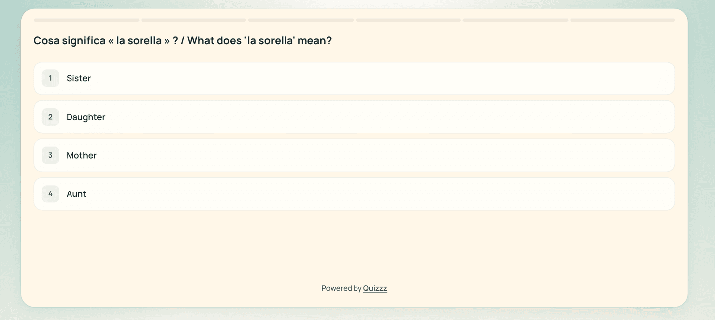 A student answering a vocabulary question in a Quizzz quiz opened from a link